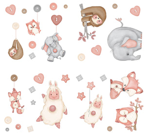 Blush Button Buddies Wall Decals