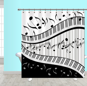 Music Black & Gray Shower Curtain