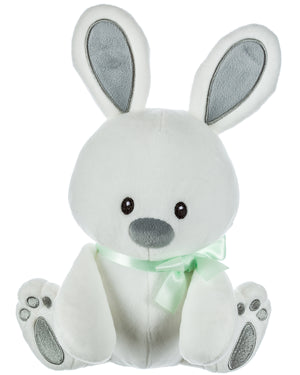 White Plush Bunny with Green Ribbon