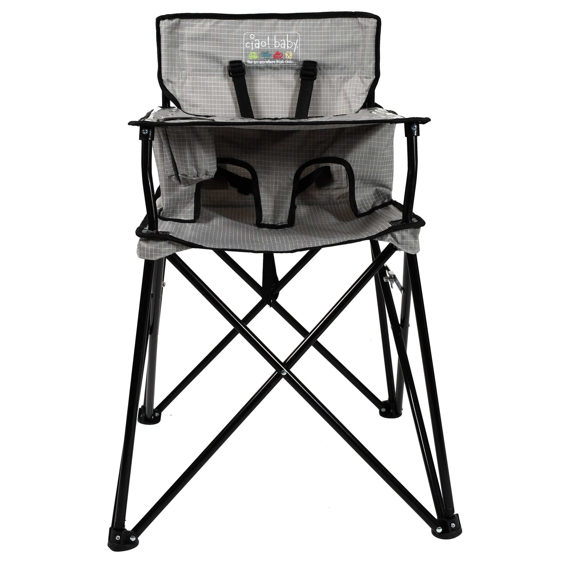 Ciao! Baby® High Chair, Dove Grey Check Borders Unlimited