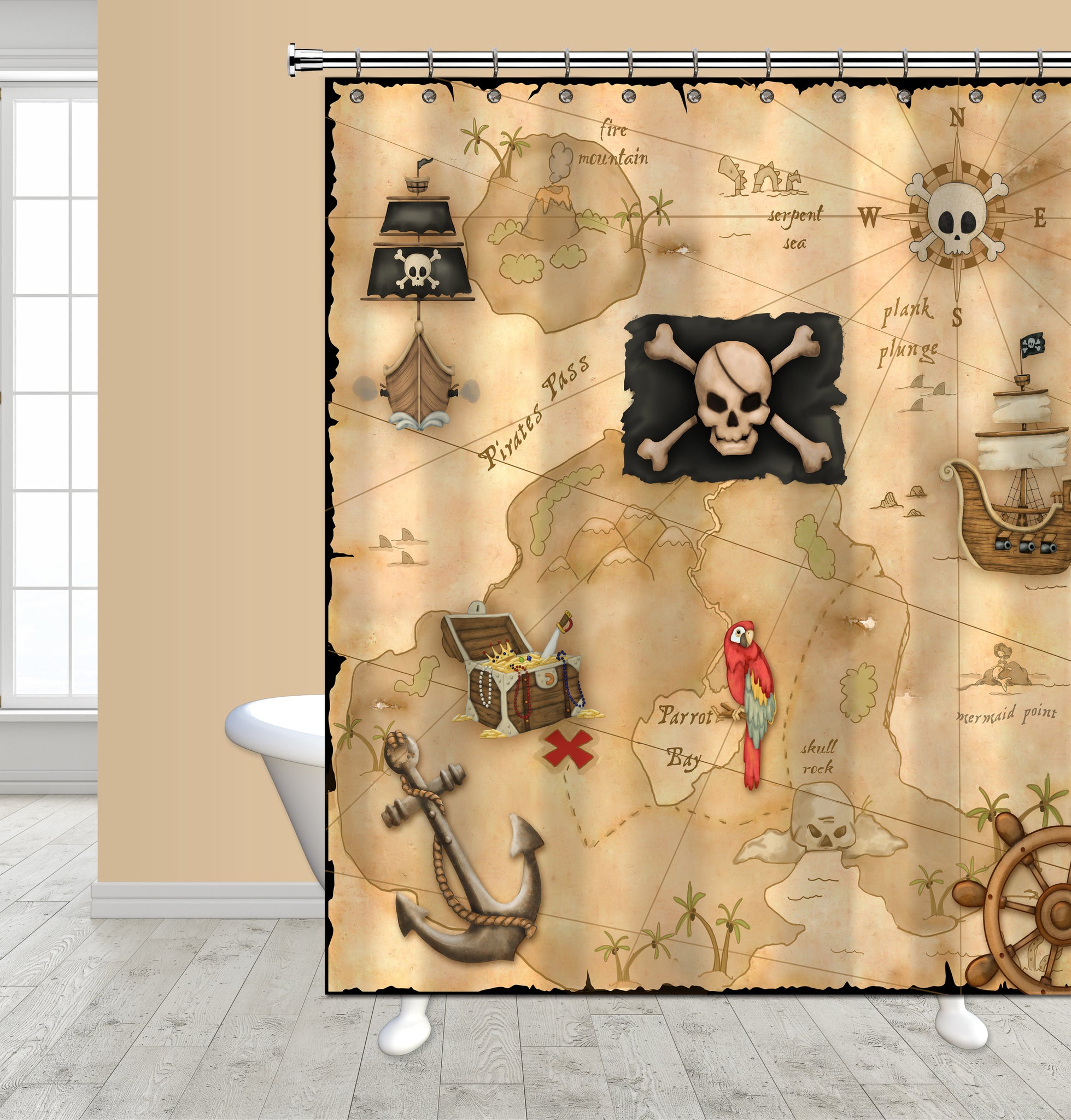 Pirate's Treasure Map Shower Curtain