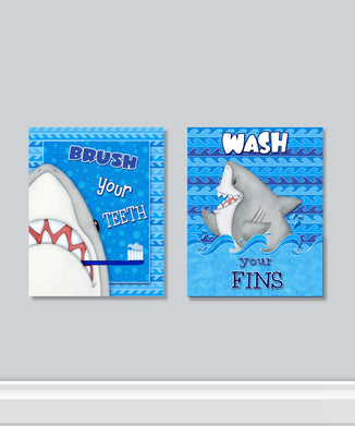 Fish 'n Sharks 2 PC Canvas Wall Art Set