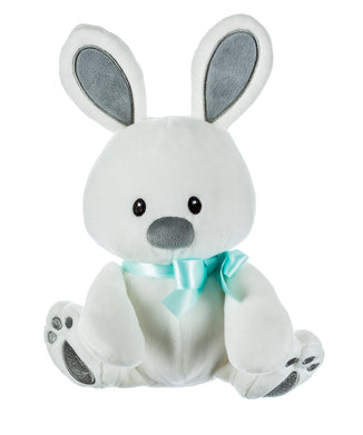 White Plush Bunny with Teal Ribbon