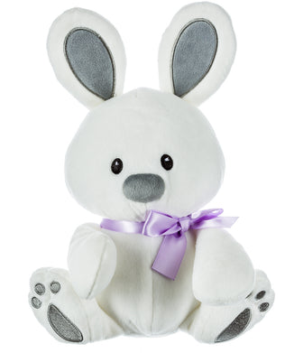 White Plush Bunny with Lavender Ribbon